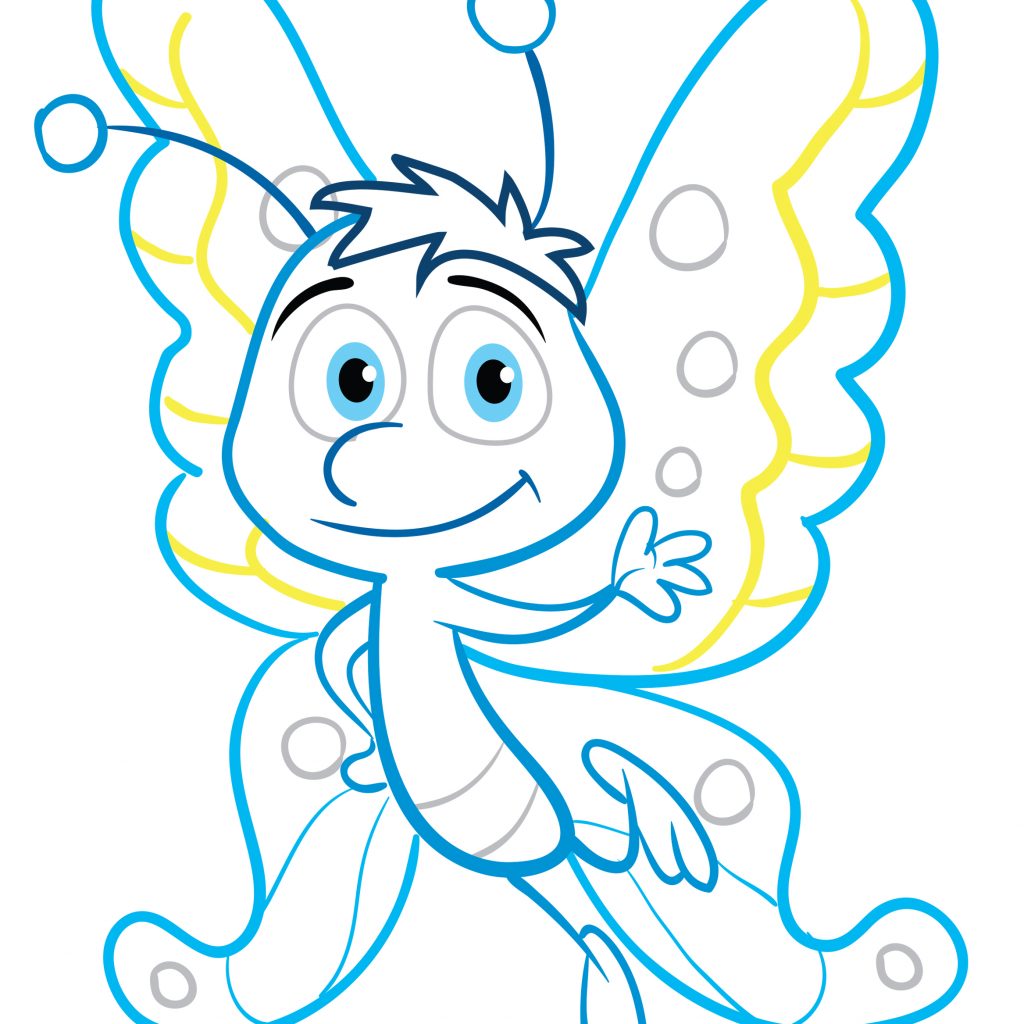 Download Coloring pages with coloured outlines - Bfly