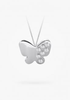 Silver pendant, half cubic zirconia