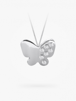 Silver pendant, half cubic zirconia