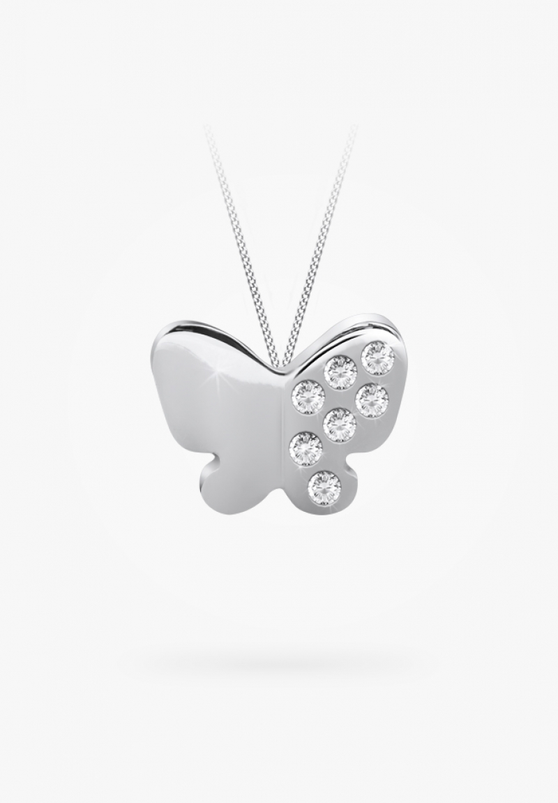 PENDENTIF PAPILLON_OR BLANC_5 DIAMENTS