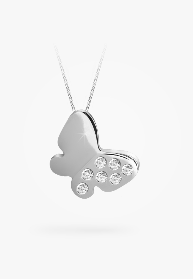 Silver pendant, half cubic zirconia