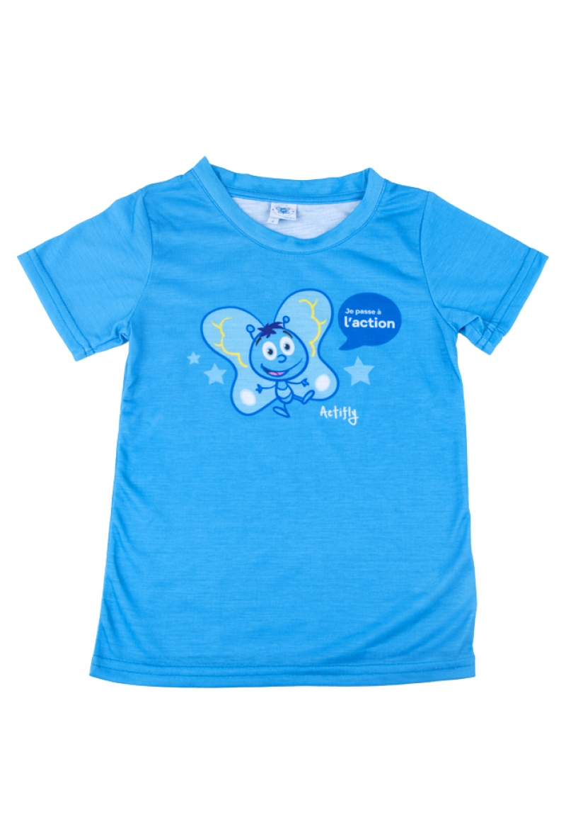 T-SHIRT BULLE ACTIFLY_À PLAT