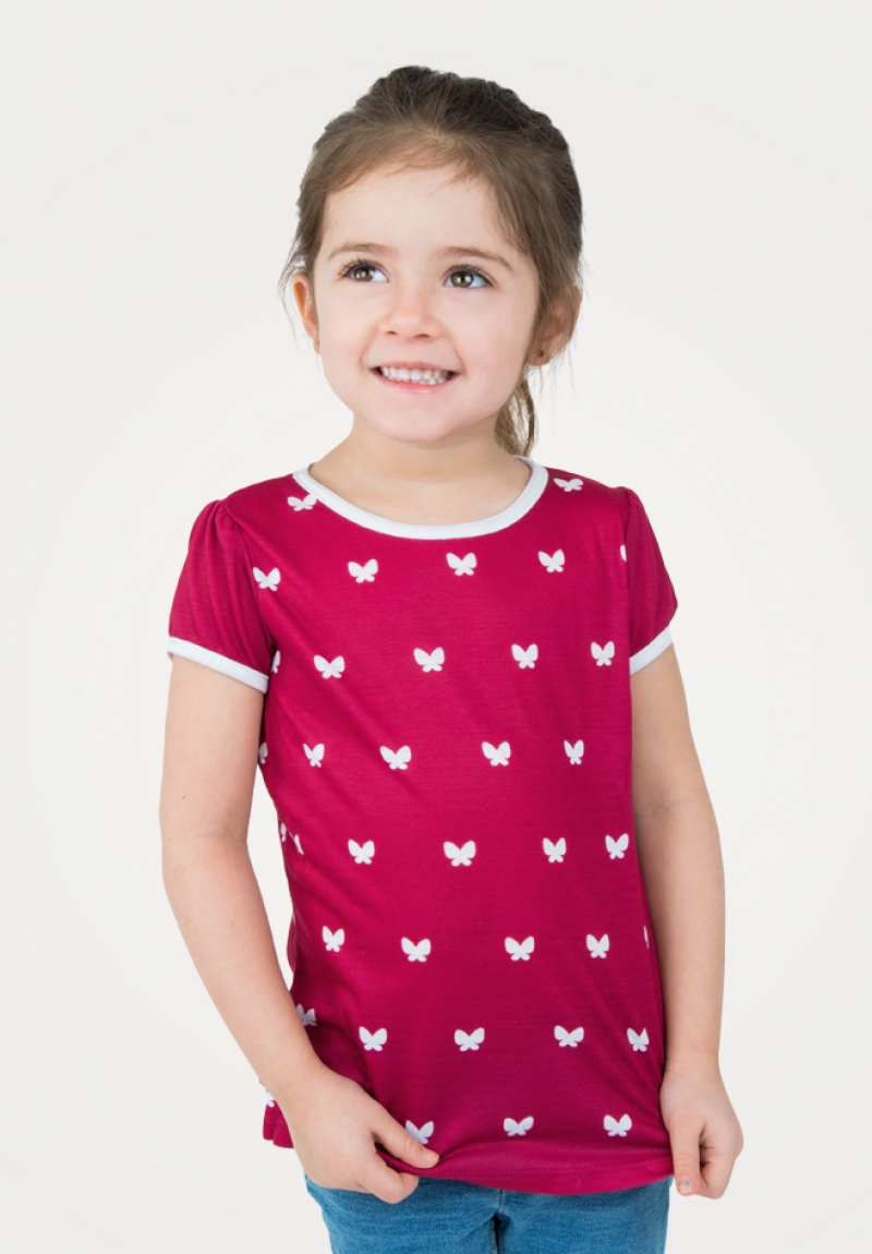 T-shirt-à-motif-papillons-rose